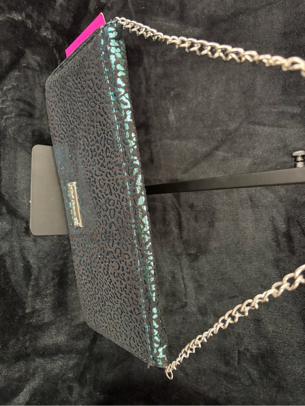 NWT Betsey Johnson Pyramid Safari Blue Leopard Y2K Large Clutch - Picture 13 of 14